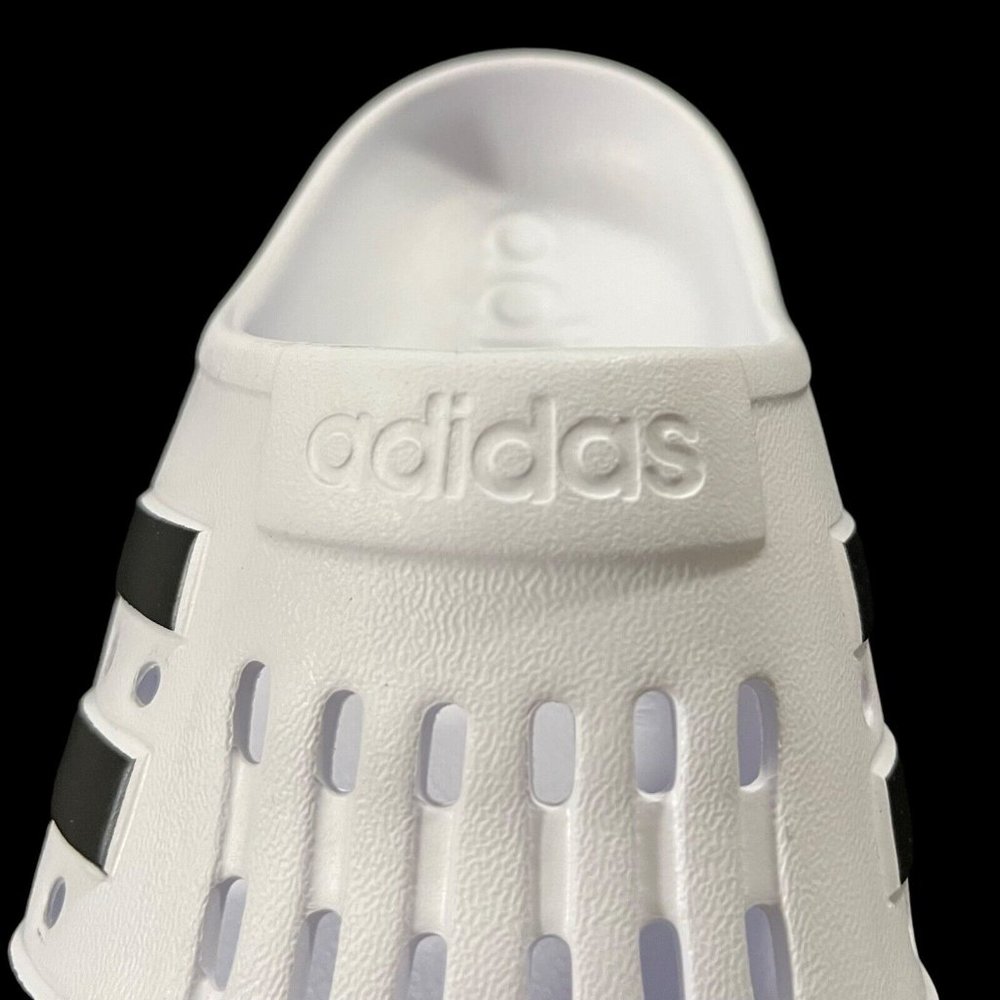 adidas Womens Adilette Clog Size 9 White Black Lightweight Comfortable Sandals - Picture 5 of 15